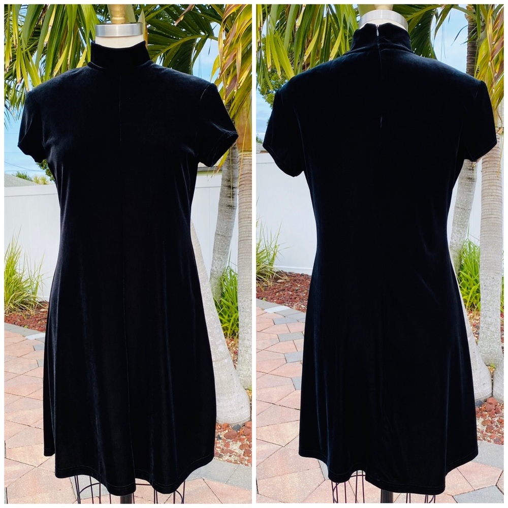 Vintage 80’s/90’s Black Velvet Mock “SKATER” Dress